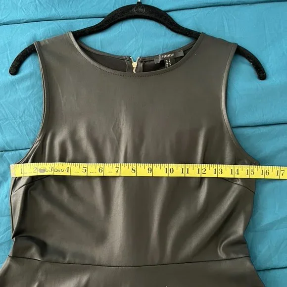 Faux Leather Skater Dress - Black - Picture 3 of 6